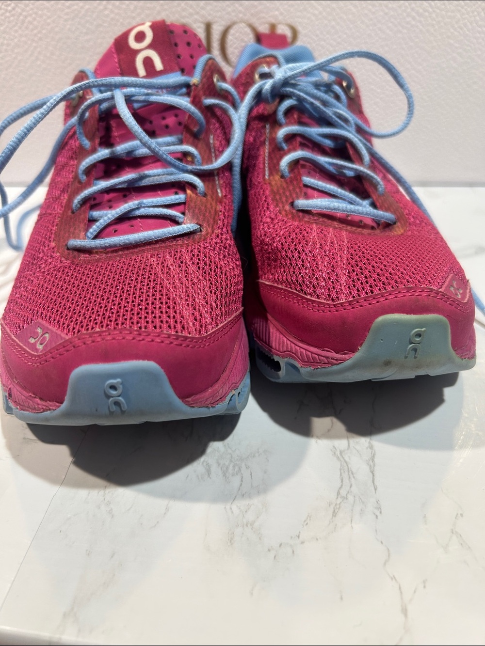 On Running Women's Magenta Running Shoes with Light Blue Accents - Picture 7 of 11